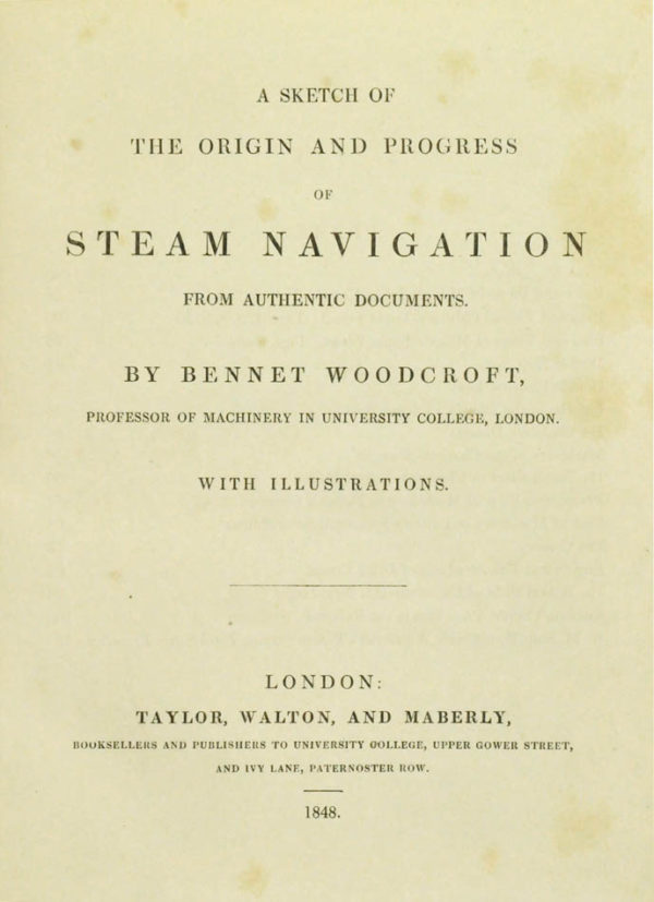 Bennet. A sketch of the origin and progress of steam navigation