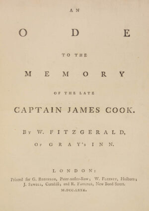 W[illiam]. An ode to the memory of the late Captain James Cook. By W. Fitzgerald